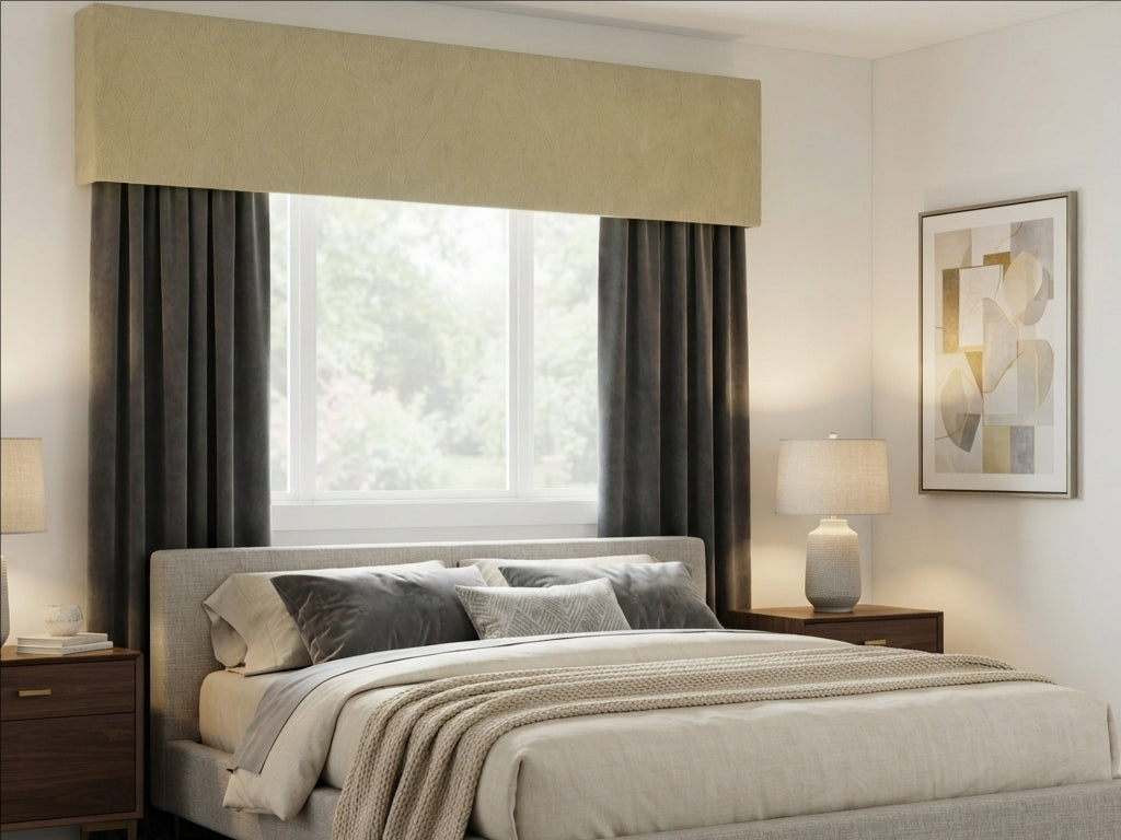 Velvet Beige Leaves Valance
