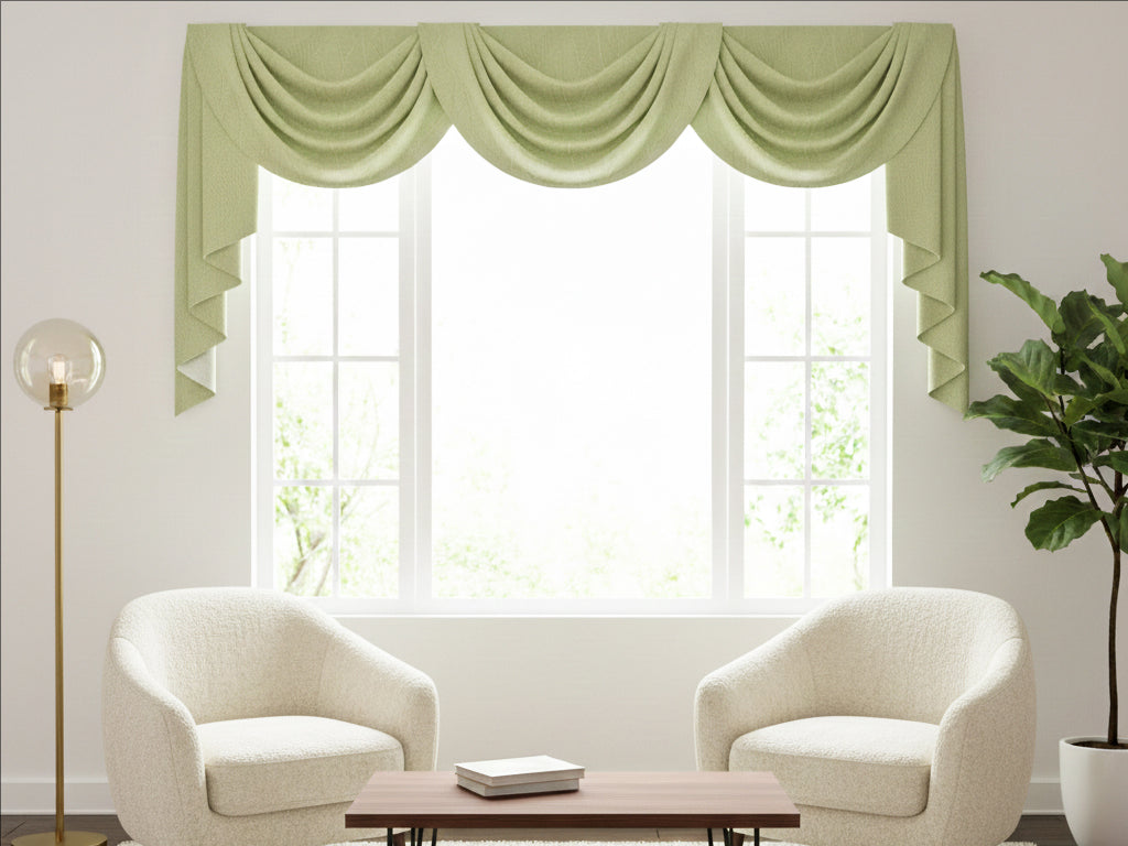 Velvet Grass Green Leaves Valance