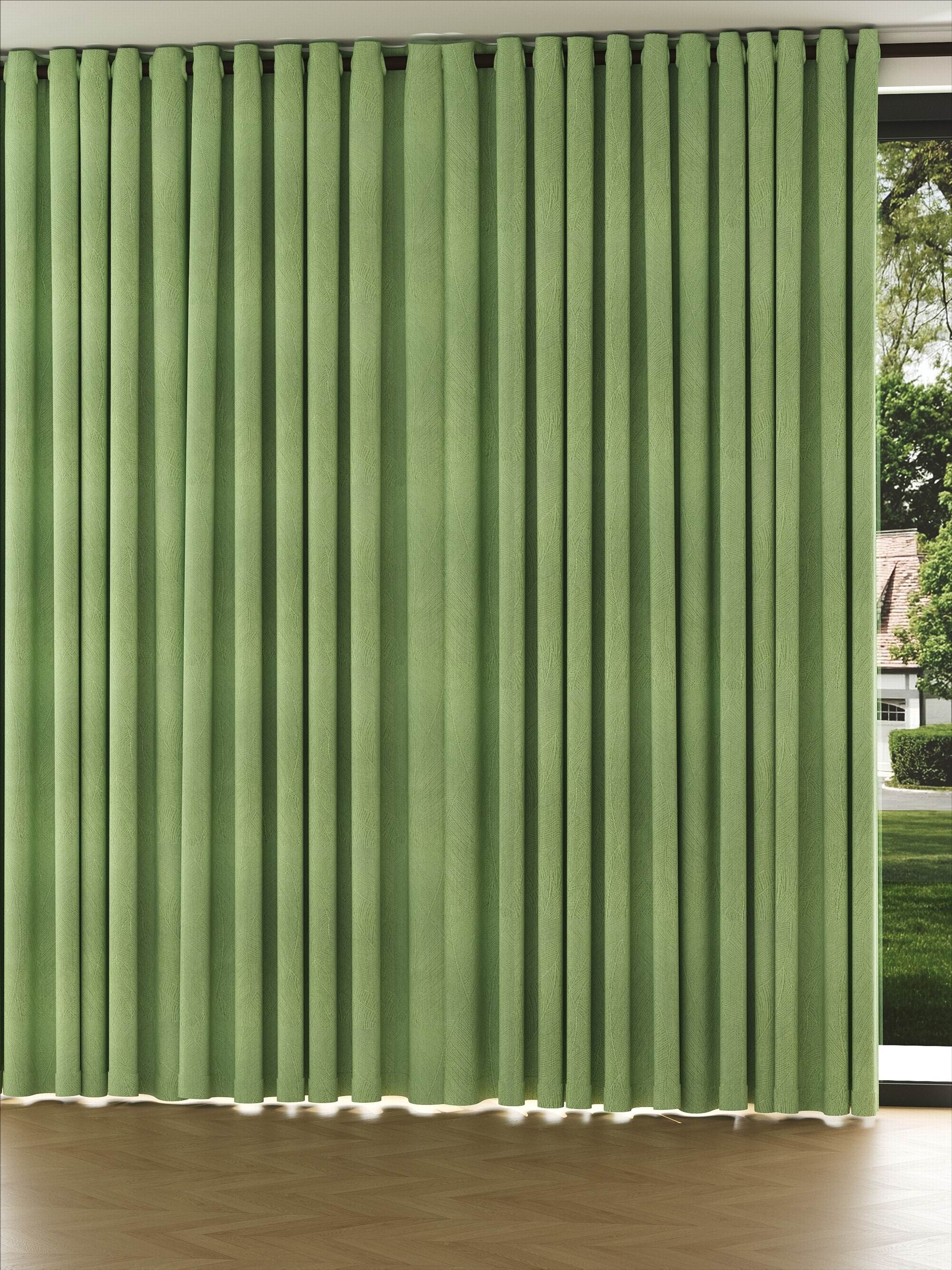 Velvet Deep Green Leaves Drape