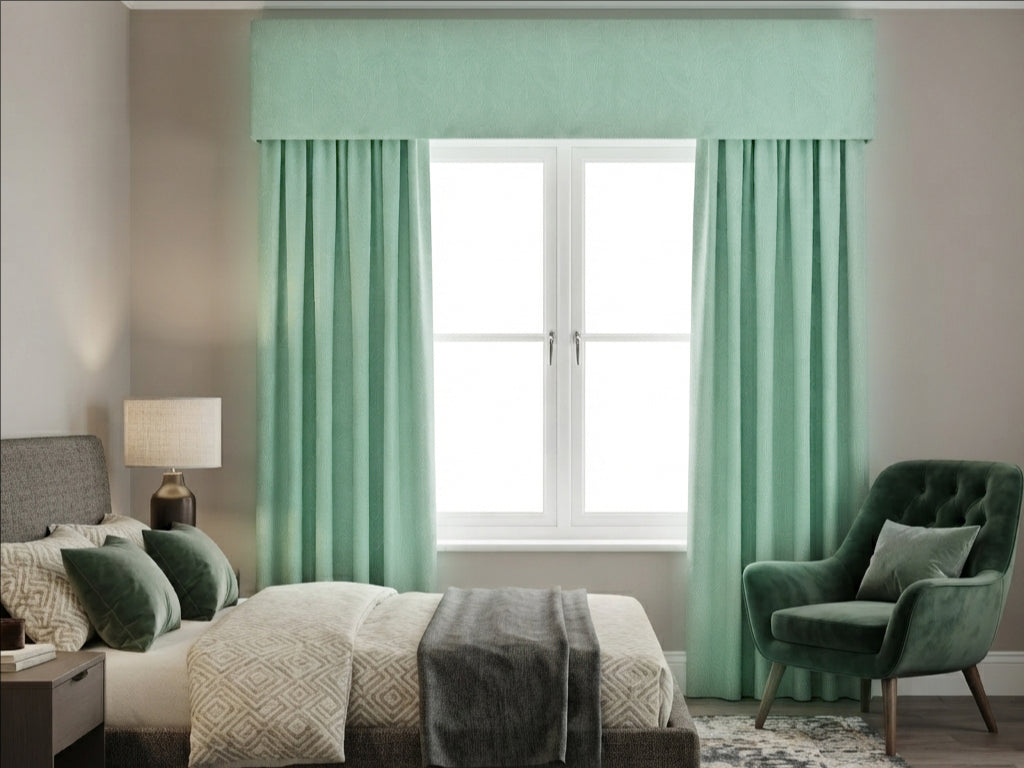 Velvet Lake Blue Leaves Valance