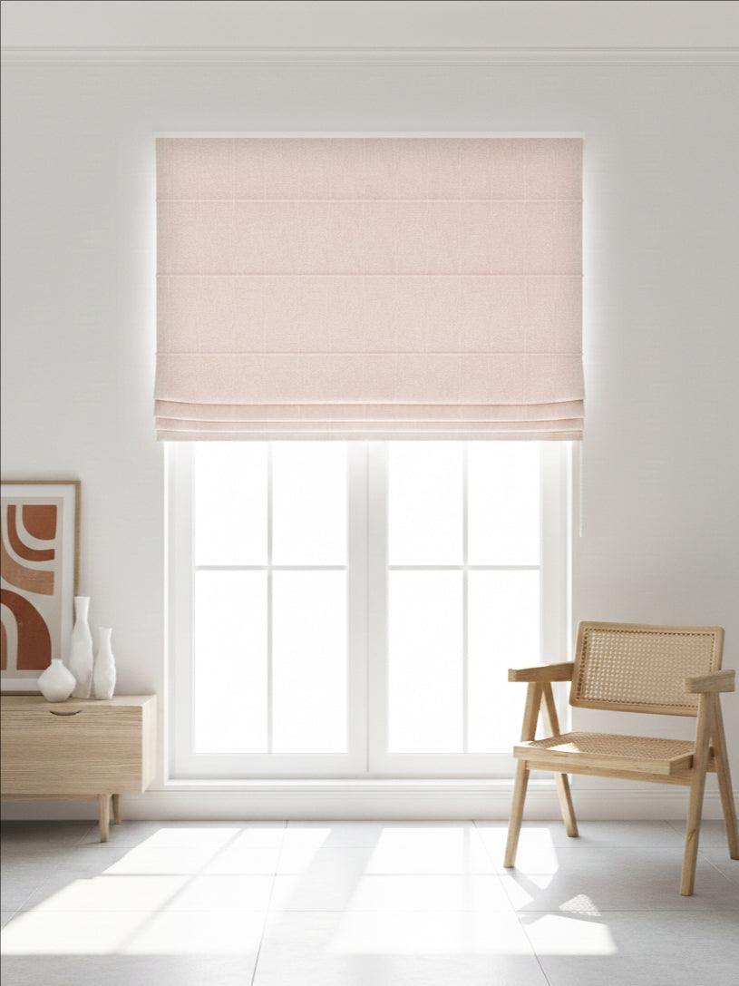 Velvet Light Pink Leaves Roman Shade