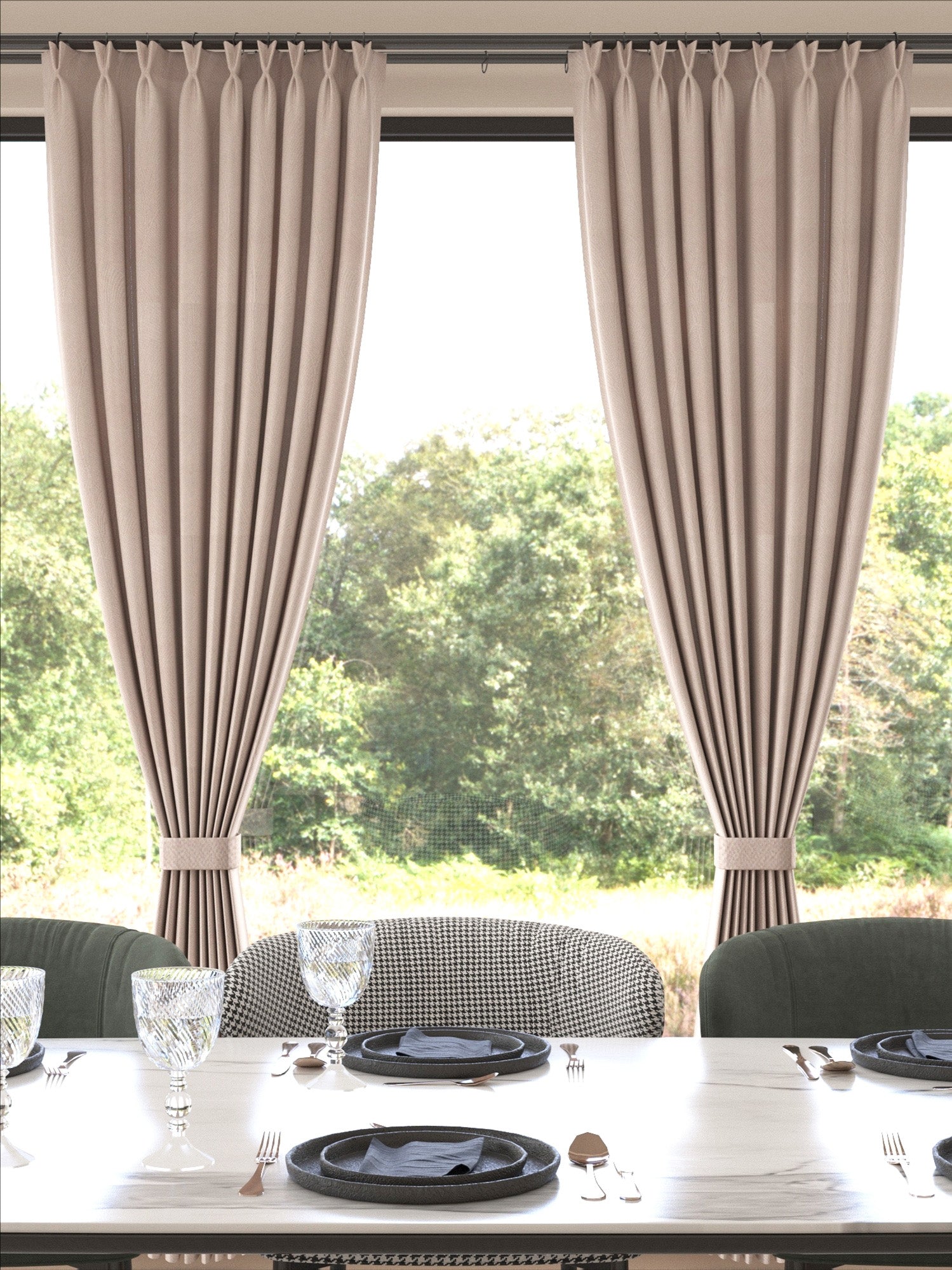 Velvet Light Khaki Leaves Drape