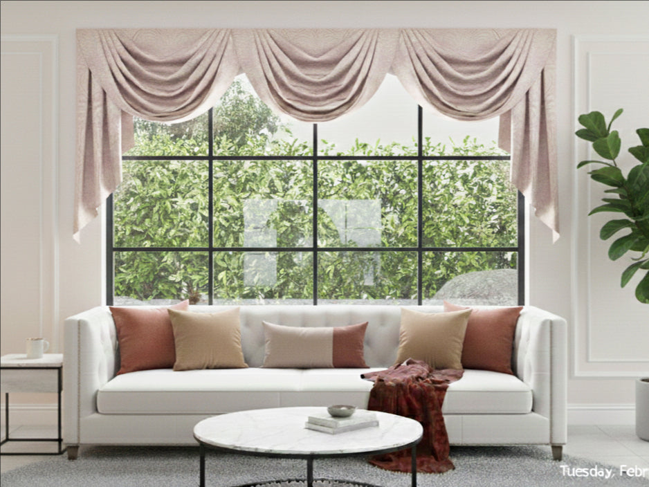 Velvet Light Khaki Leaves Valance