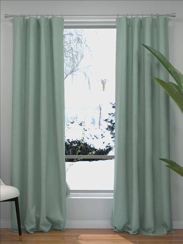 Velvet Green Grey Leaves Drape