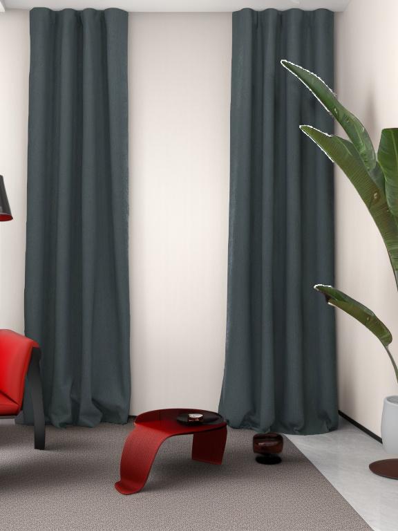 Velvet Dark Grey Leaves Drape