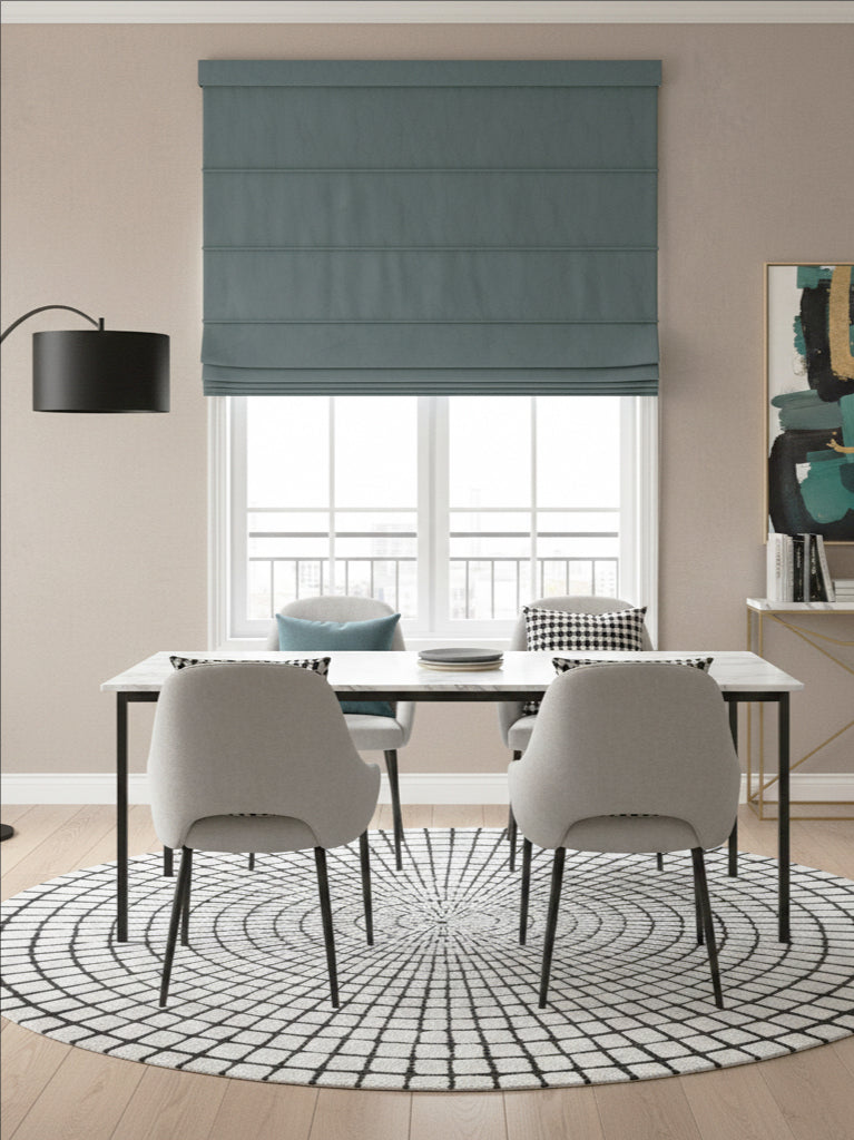 Velvet Dark Grey Leaves Roman Shade