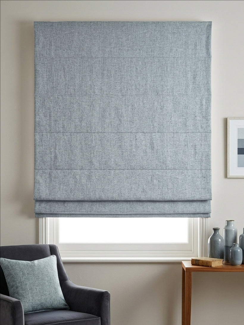 Premium Linen Winter Slate Gray Roman Shade
