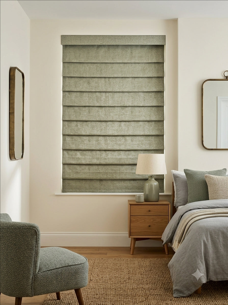 Premium Linen Olive Khaki Roman Shade