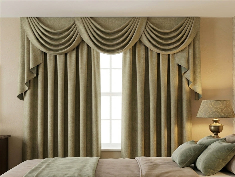 Premium Linen Sand Beige Valance