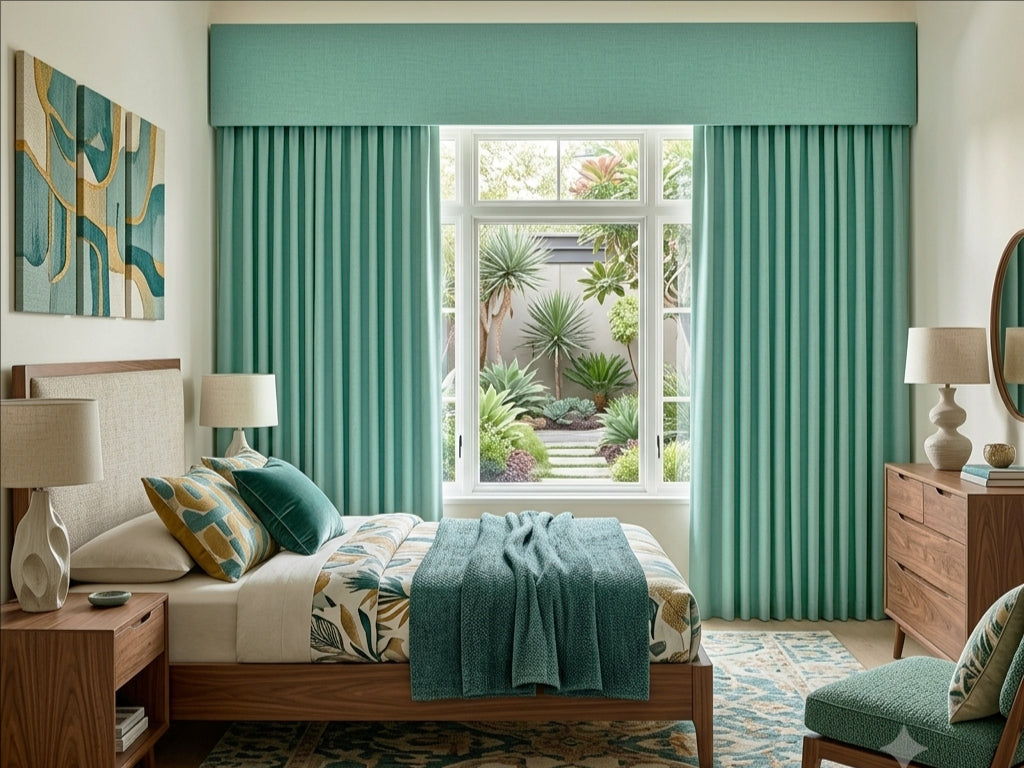 Premium Linen Teal Green Valance