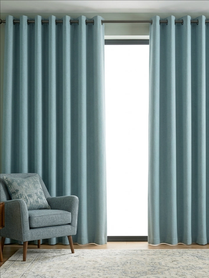 Premium Linen Denim Blue Curtain