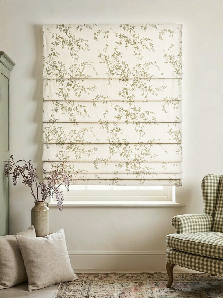 Leaves Beige Roman Shade