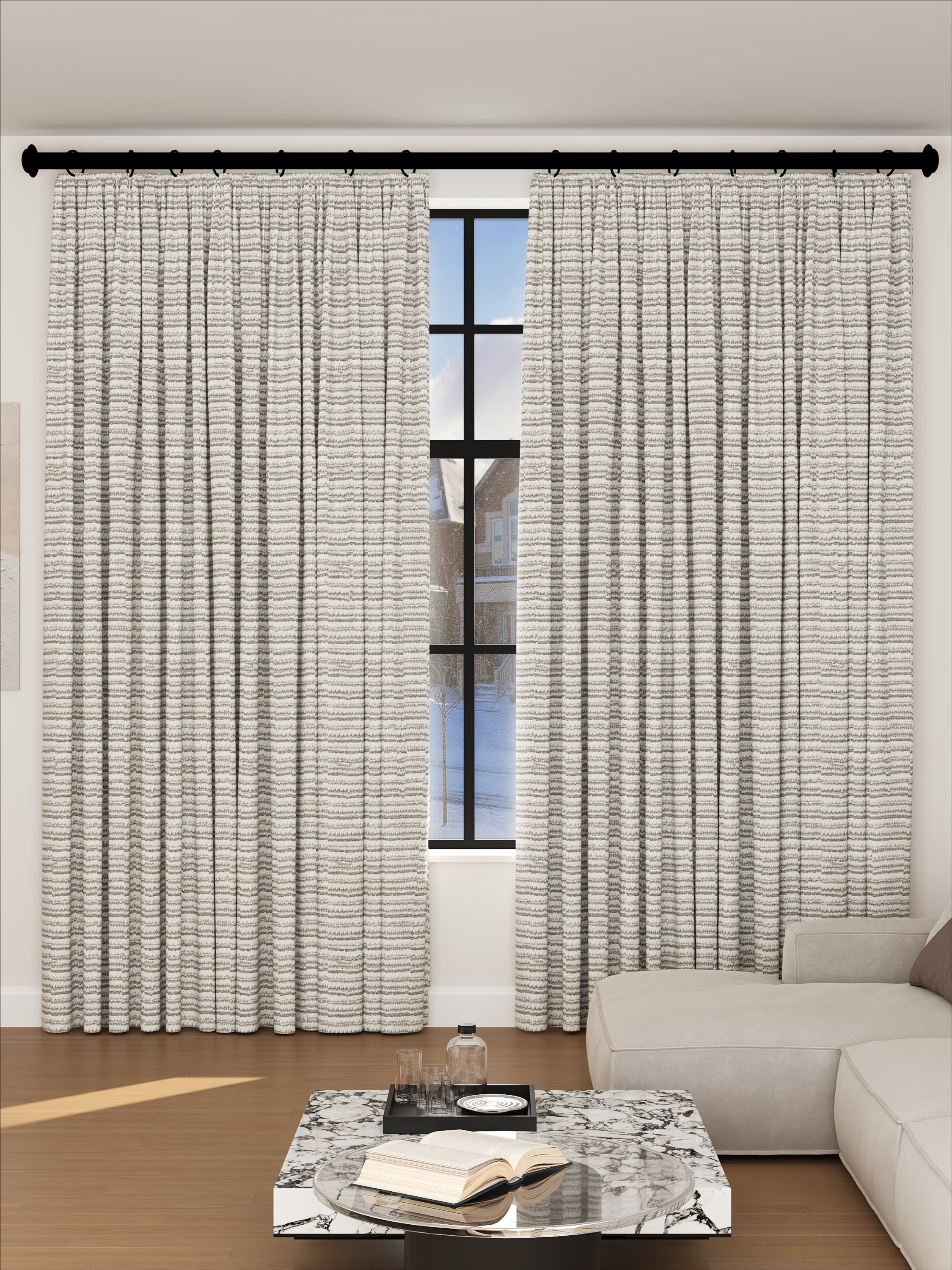 Line Silver Drape