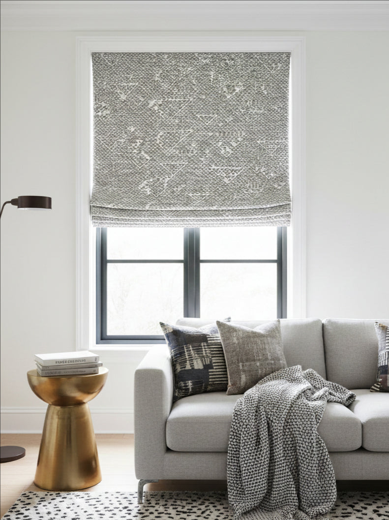 Diamond Platinum&Purple Grey Faux Wool Roman Shade