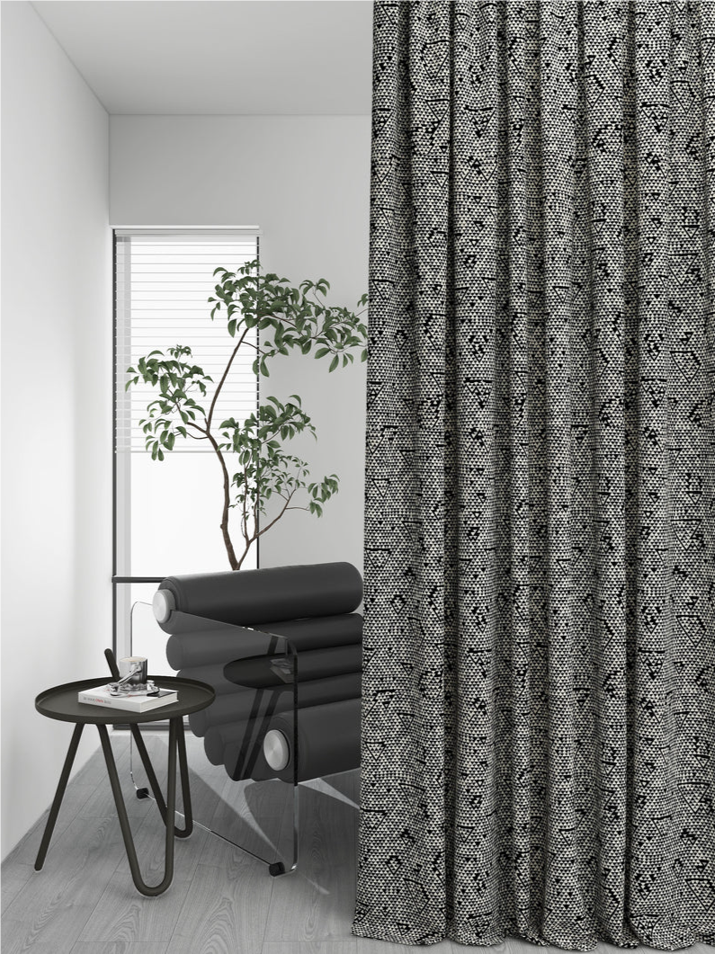 Diamond Black&White Faux Wool Drape