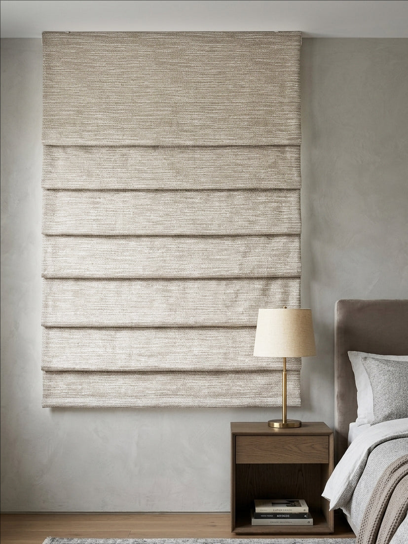 Sliver White Coffee Yarn Roman Shade