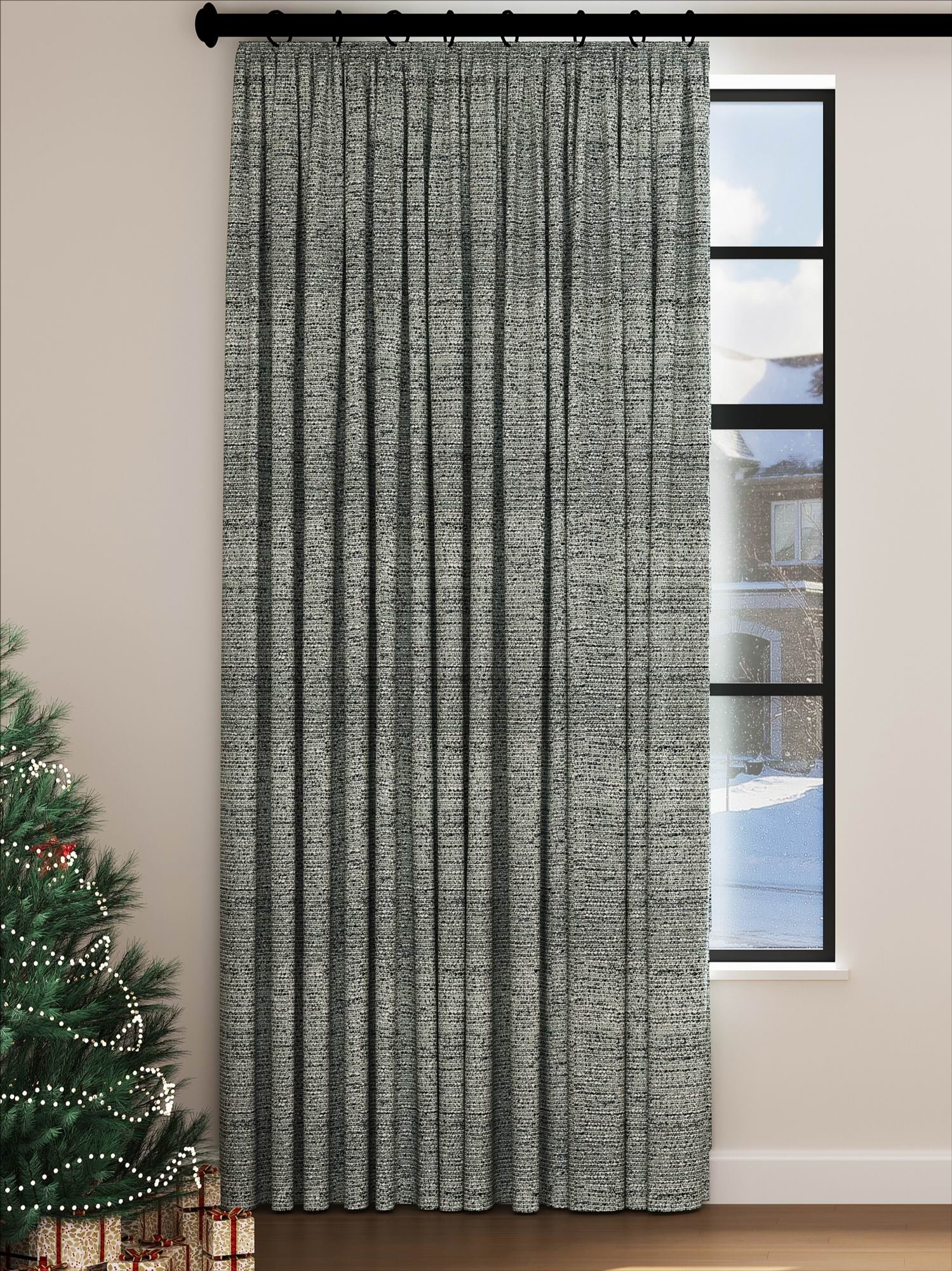 Grey Sliver Black Yarn Drape