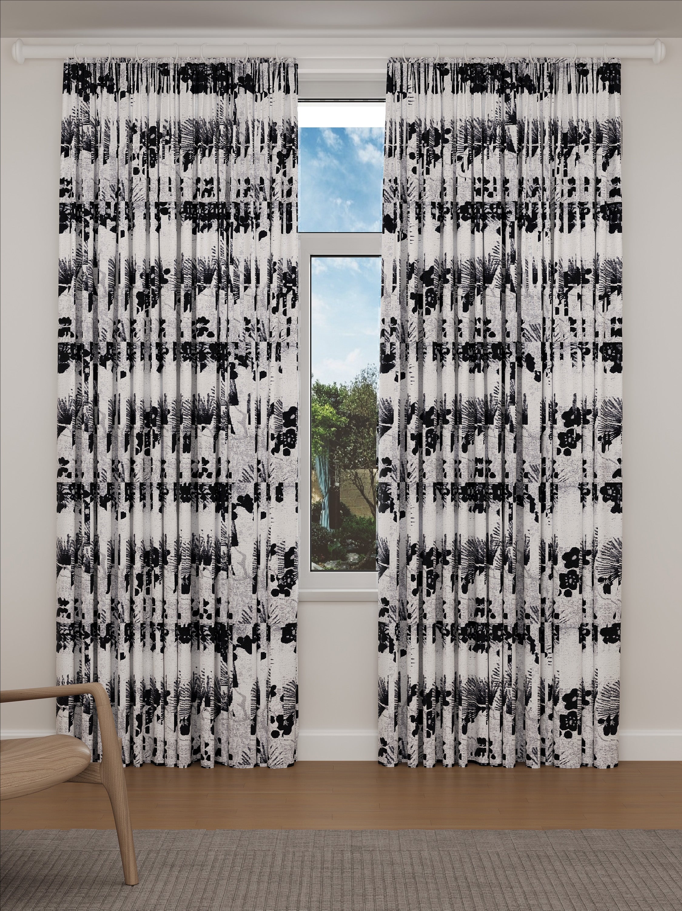 Embroidered Antique Black Fern Drape