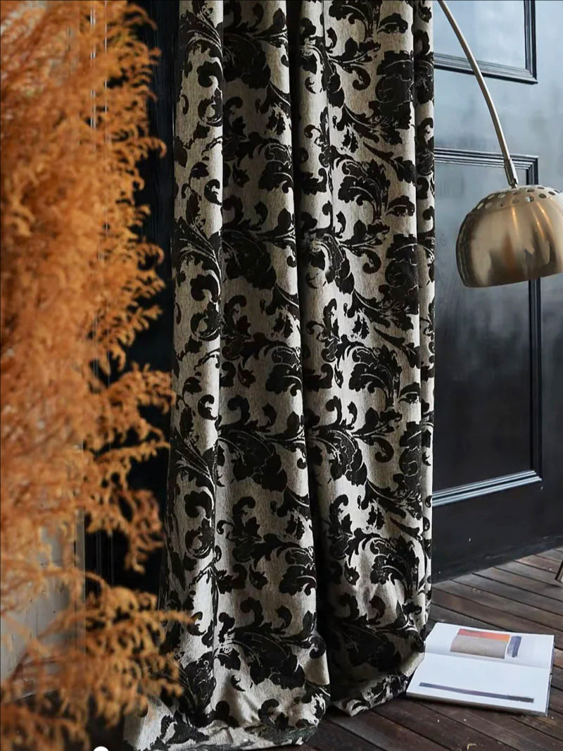 Floral Swirls Black Drape