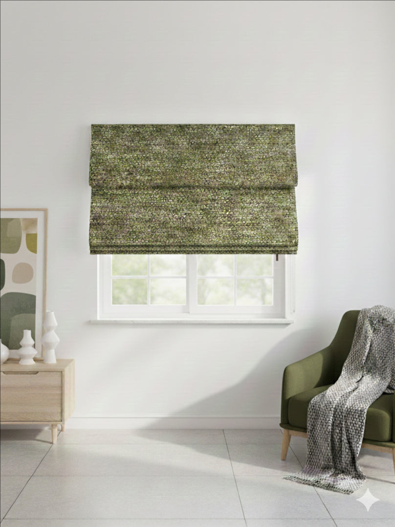 Fluffy Moss Green Roman Shade