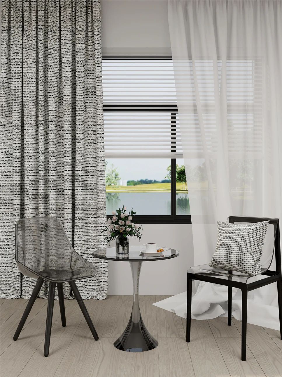 Stripy White Drape