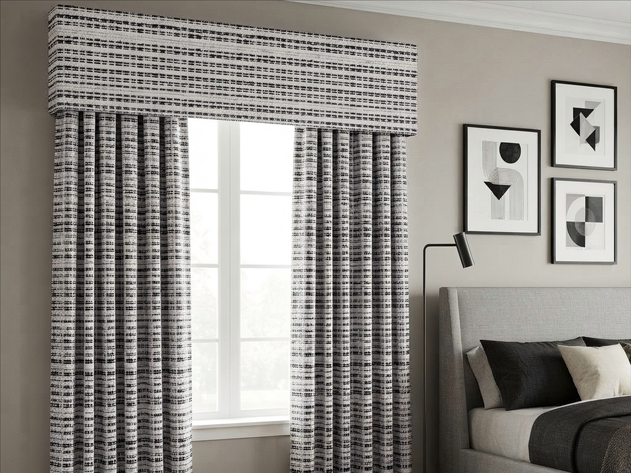 Plaid Black White Valance