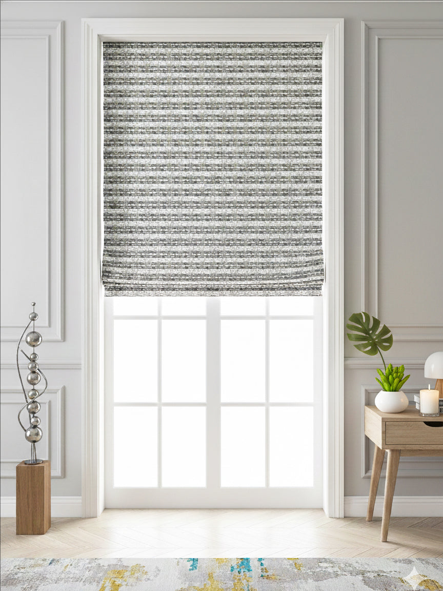Plaid Black Grey Roman Shade