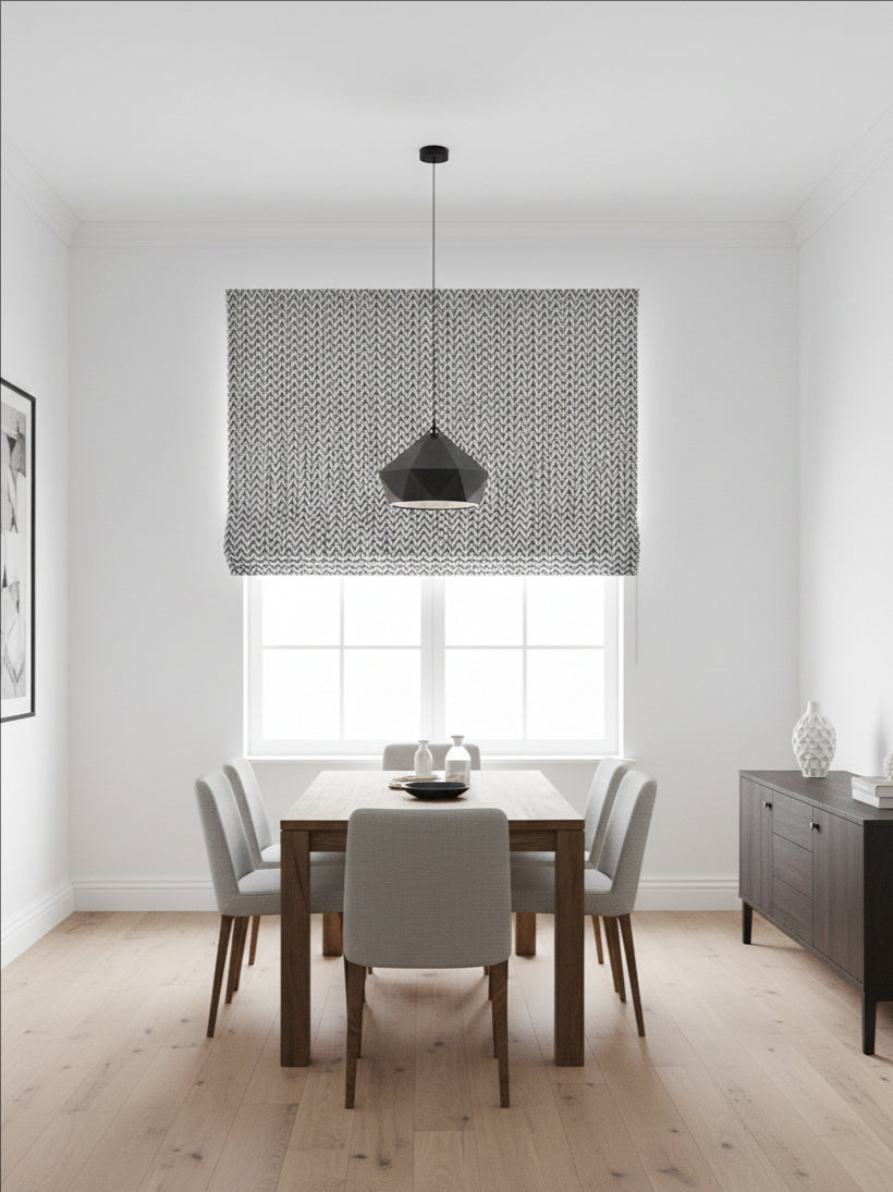 Arrow White Black Roman Shade