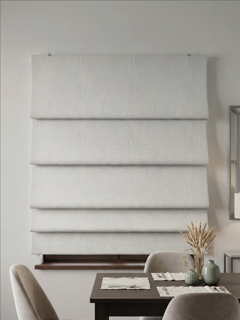Embroidered Rhombus Off White Roman Shade