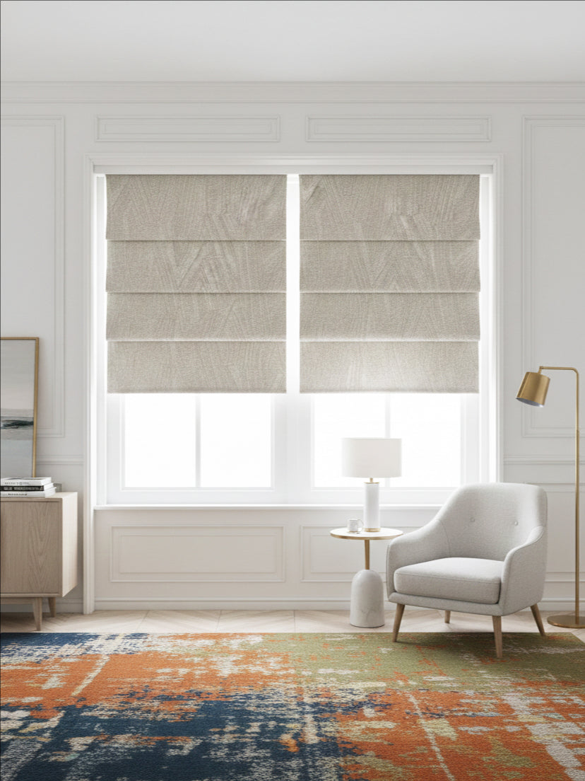 Embroidered Rhombus Brown Roman Shade