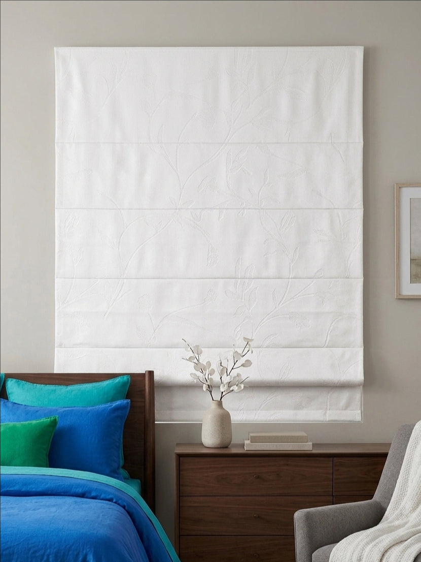 Cream Floral Roman Shade
