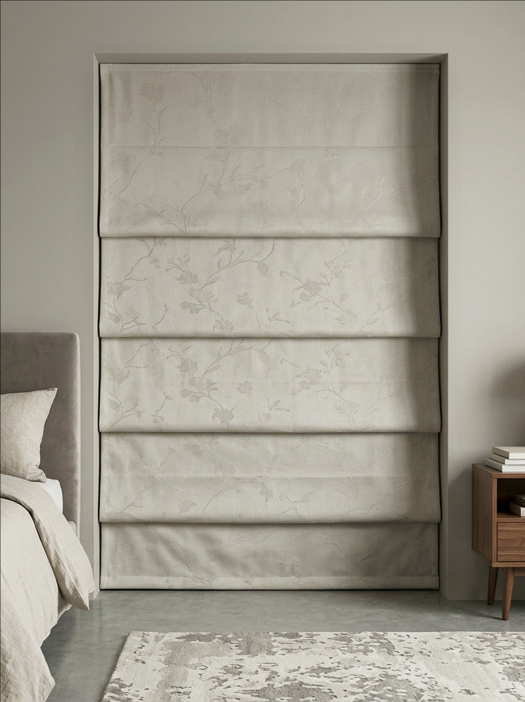 Beige Floral Roman Shade