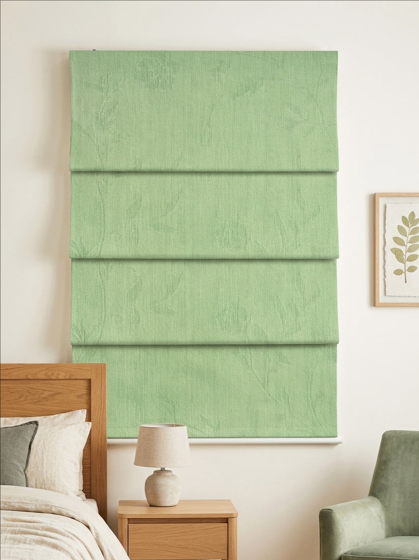 Verdant Green Floral Roman Shade