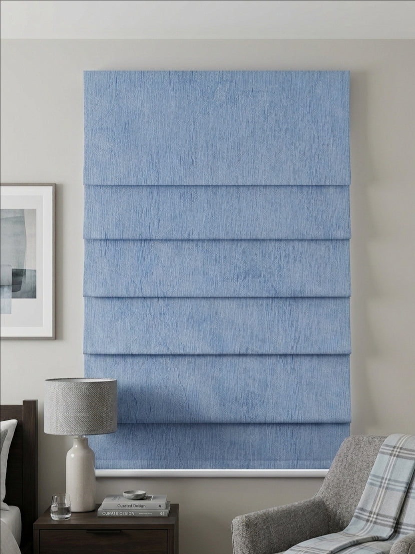 Ocean Blue Floral Roman Shade