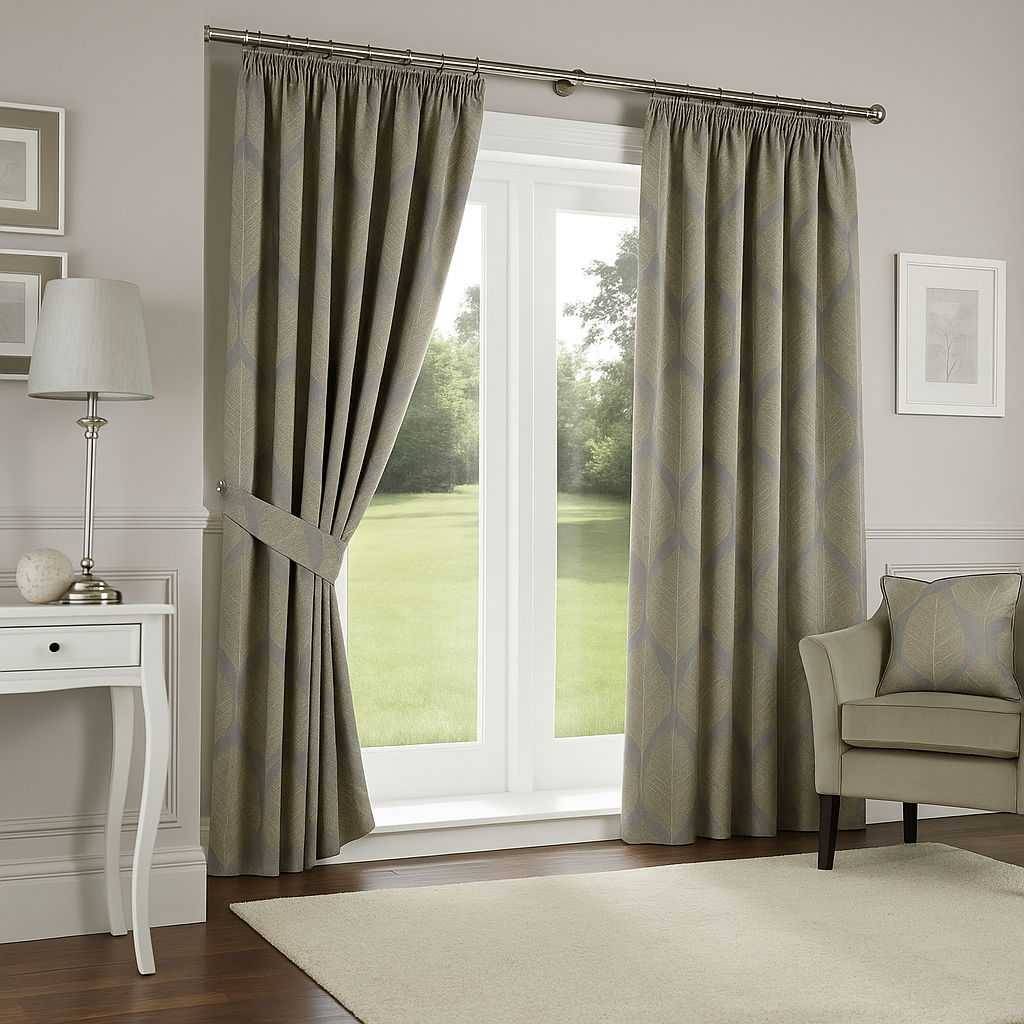 Wax Leaves Light Grey Drape