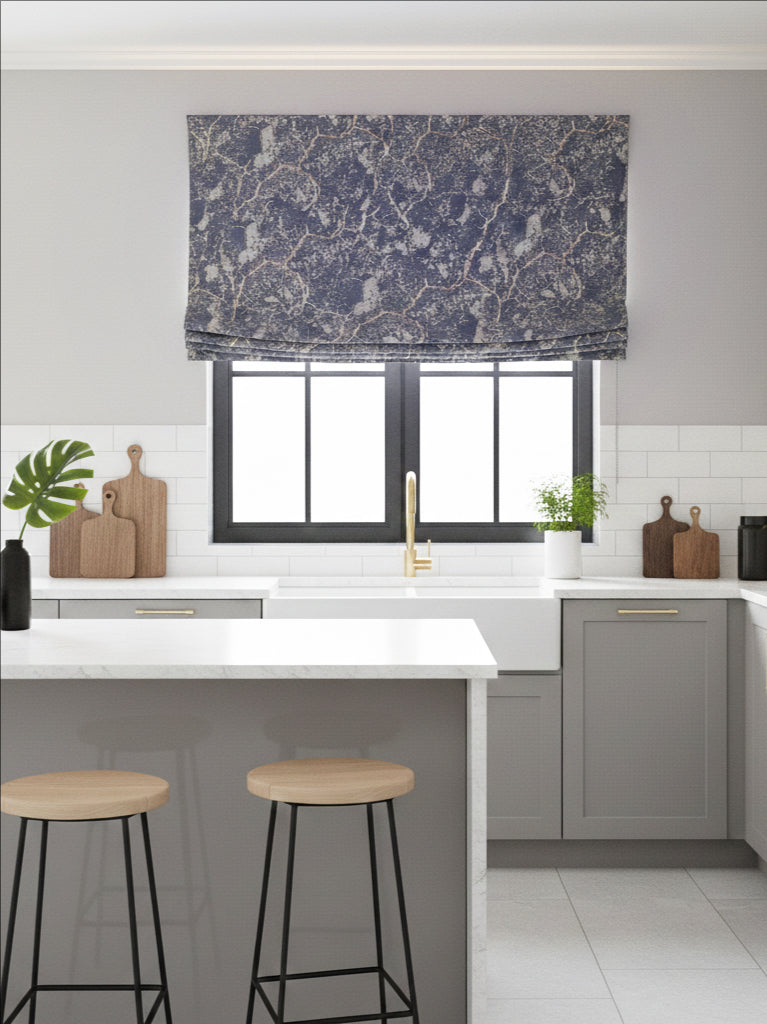 Tectonic Steel Blue Roman Shade