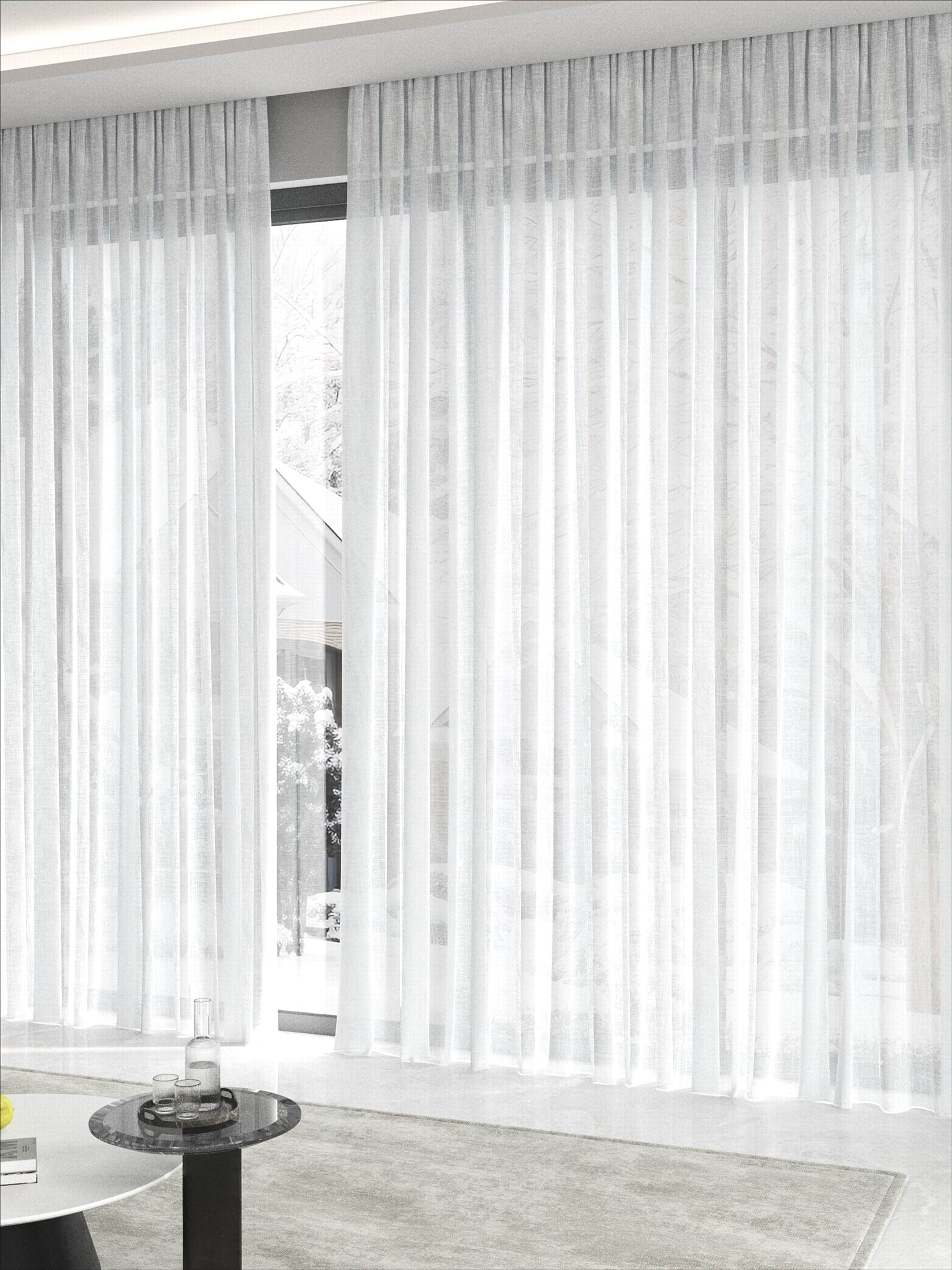 Linen Shiny White Sheer