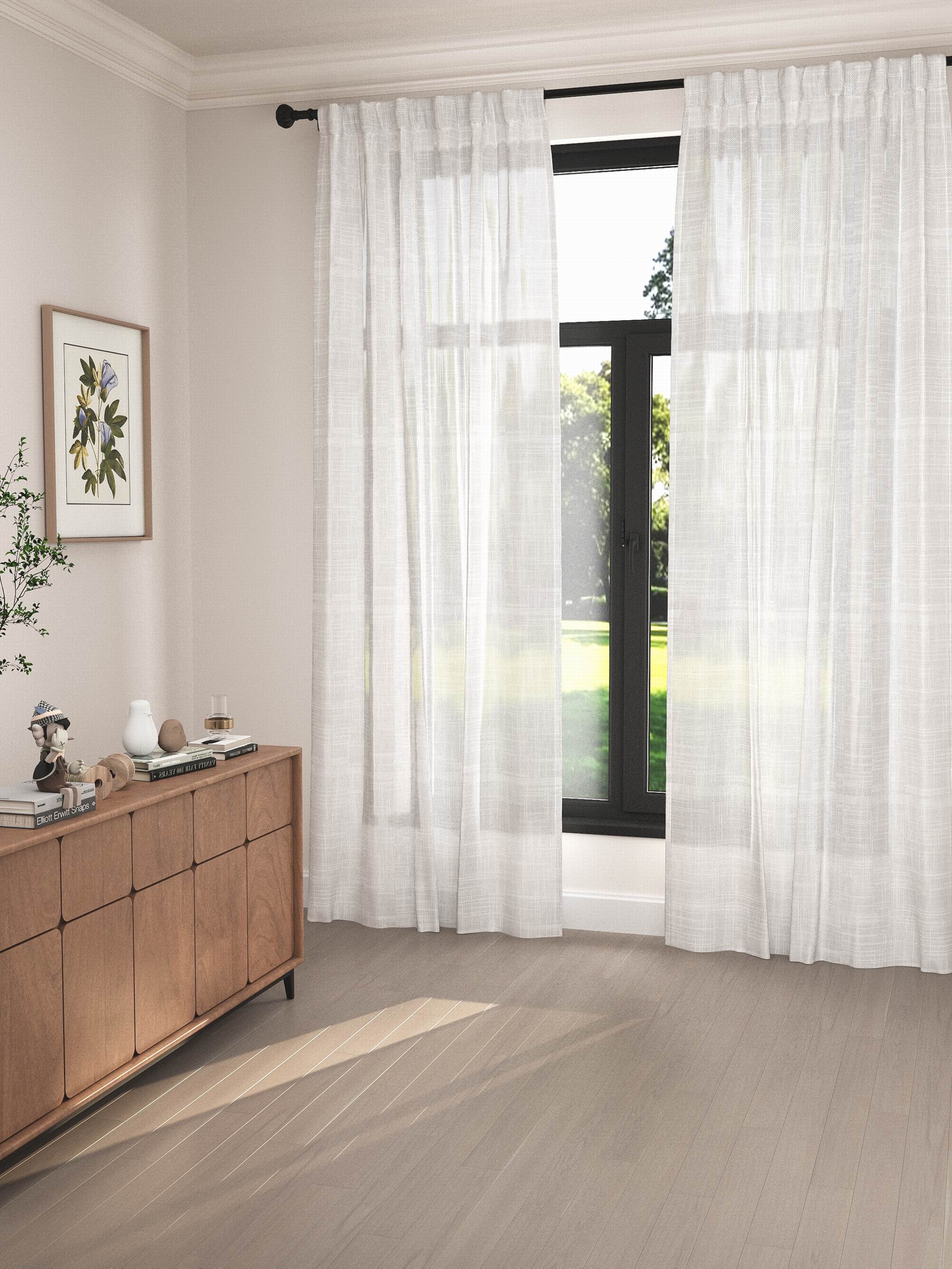 Linen Pattern Beige Sheer