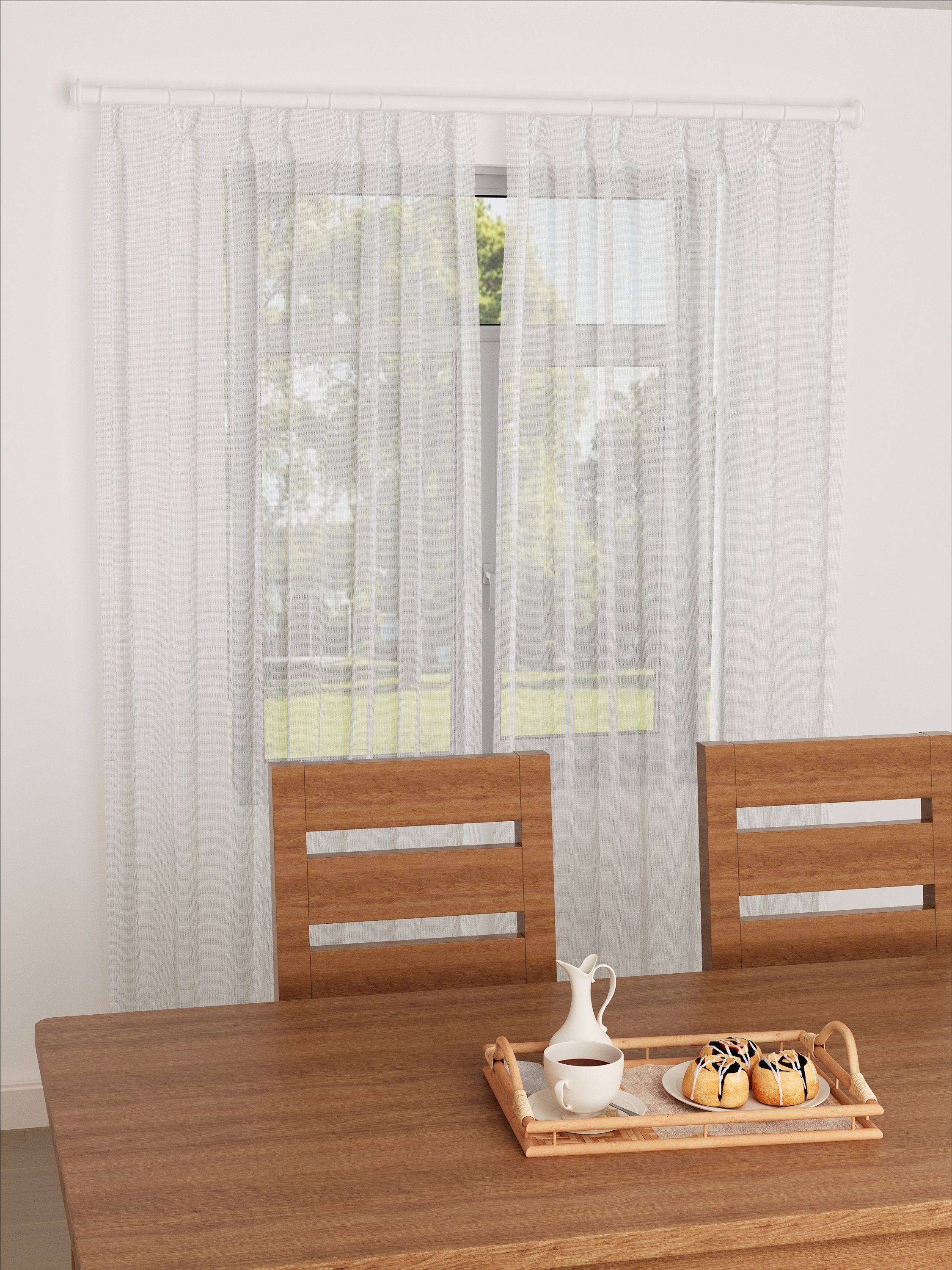 Linen Pattern Cream Sheer