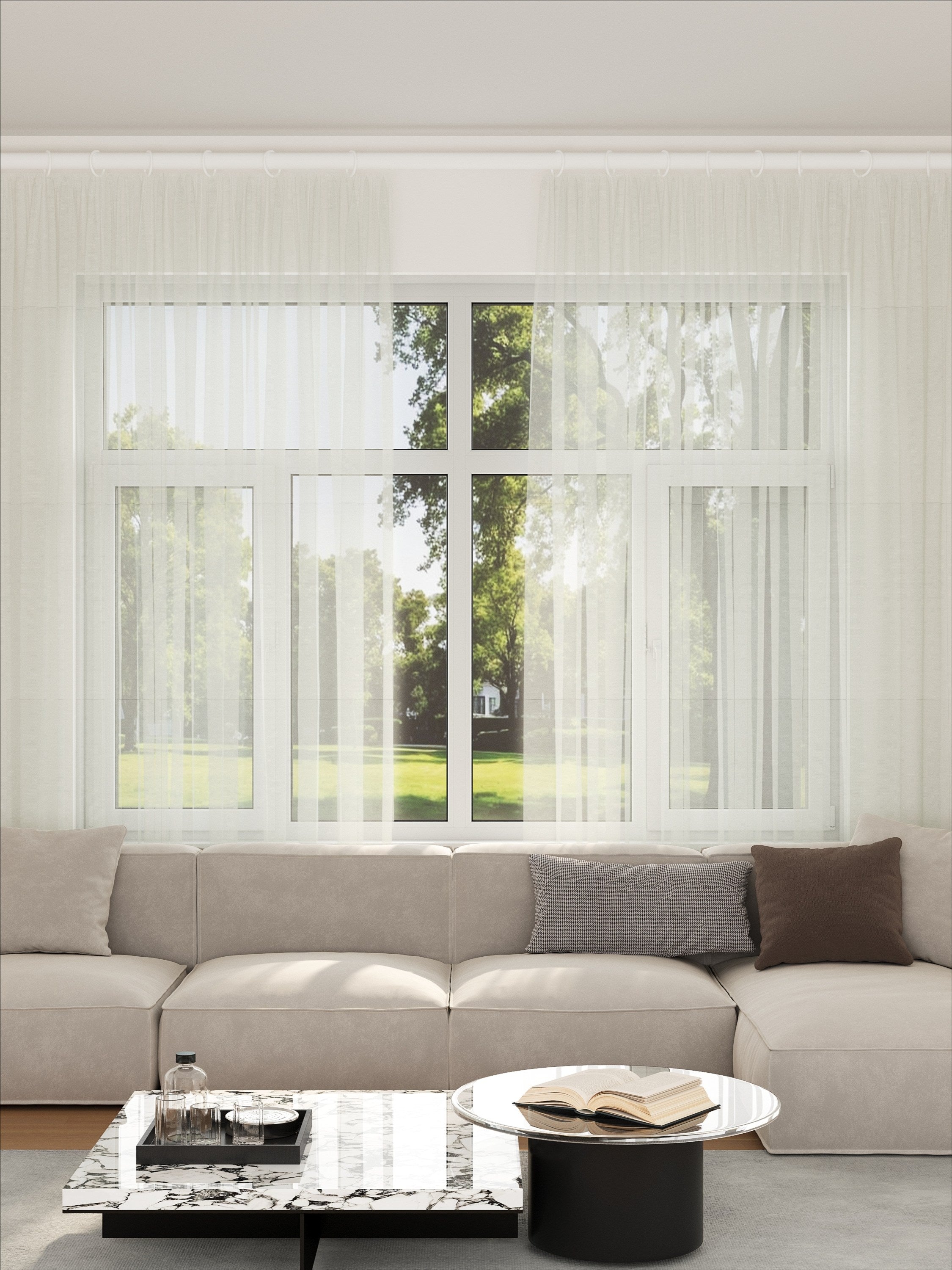 Linen Riverflow Light Taupe Sheer