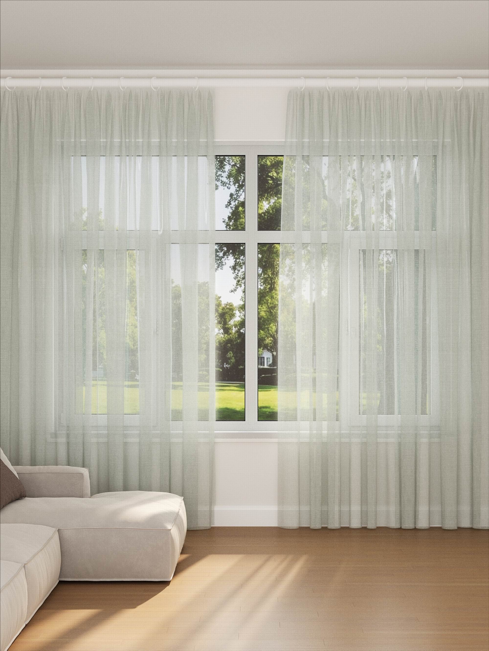 Linen Horizontal Grey White Sheer