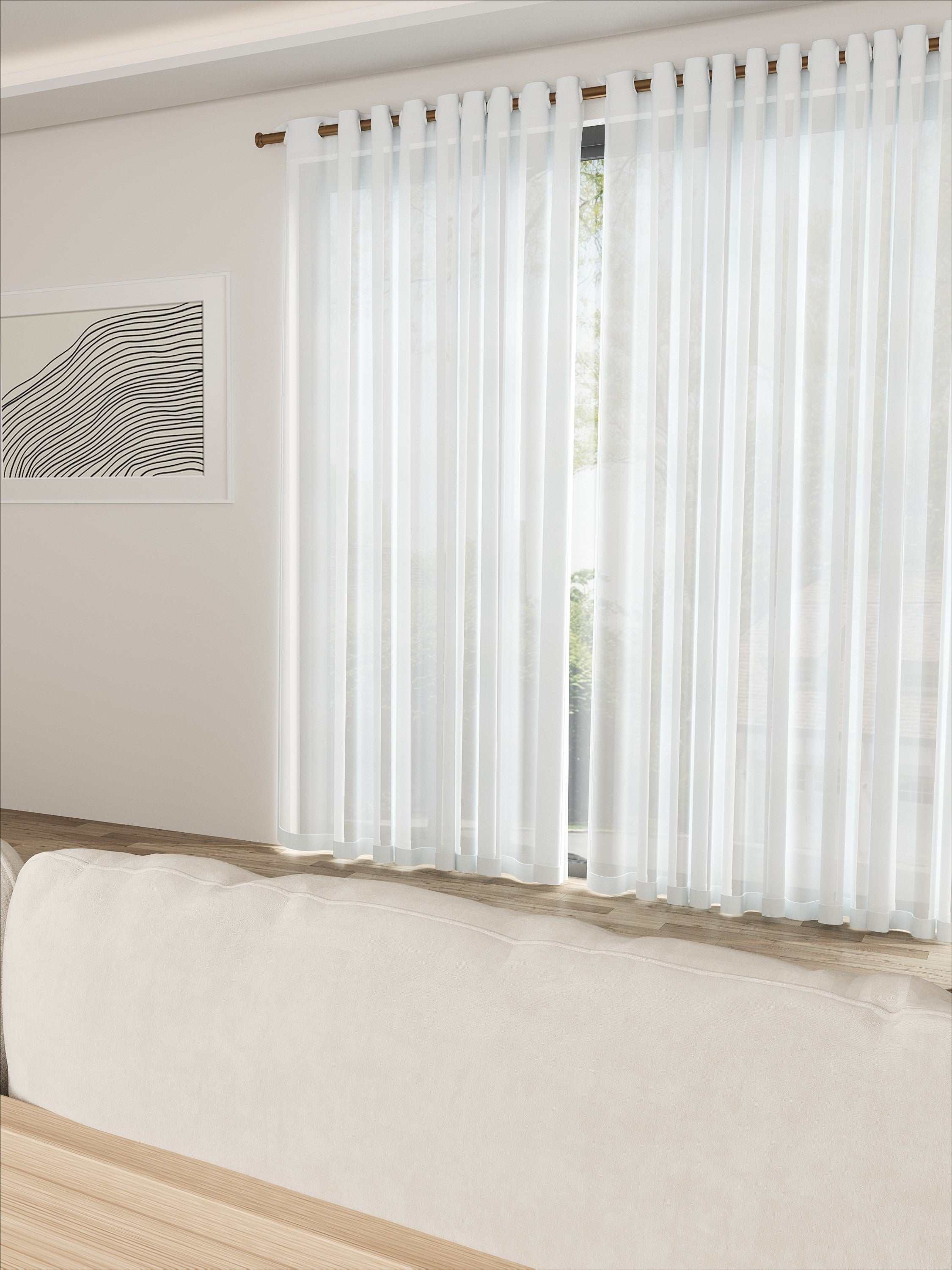 Alabaster White Reed Pattern Sheer