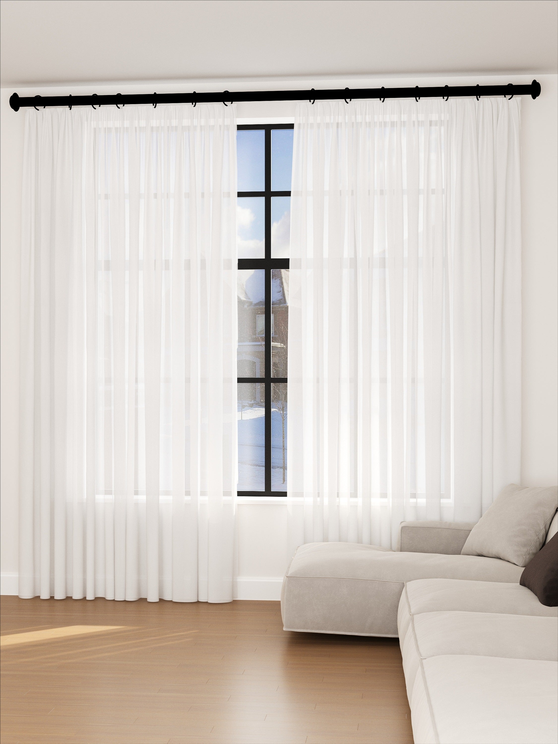 White Frosted Leaf Sheer