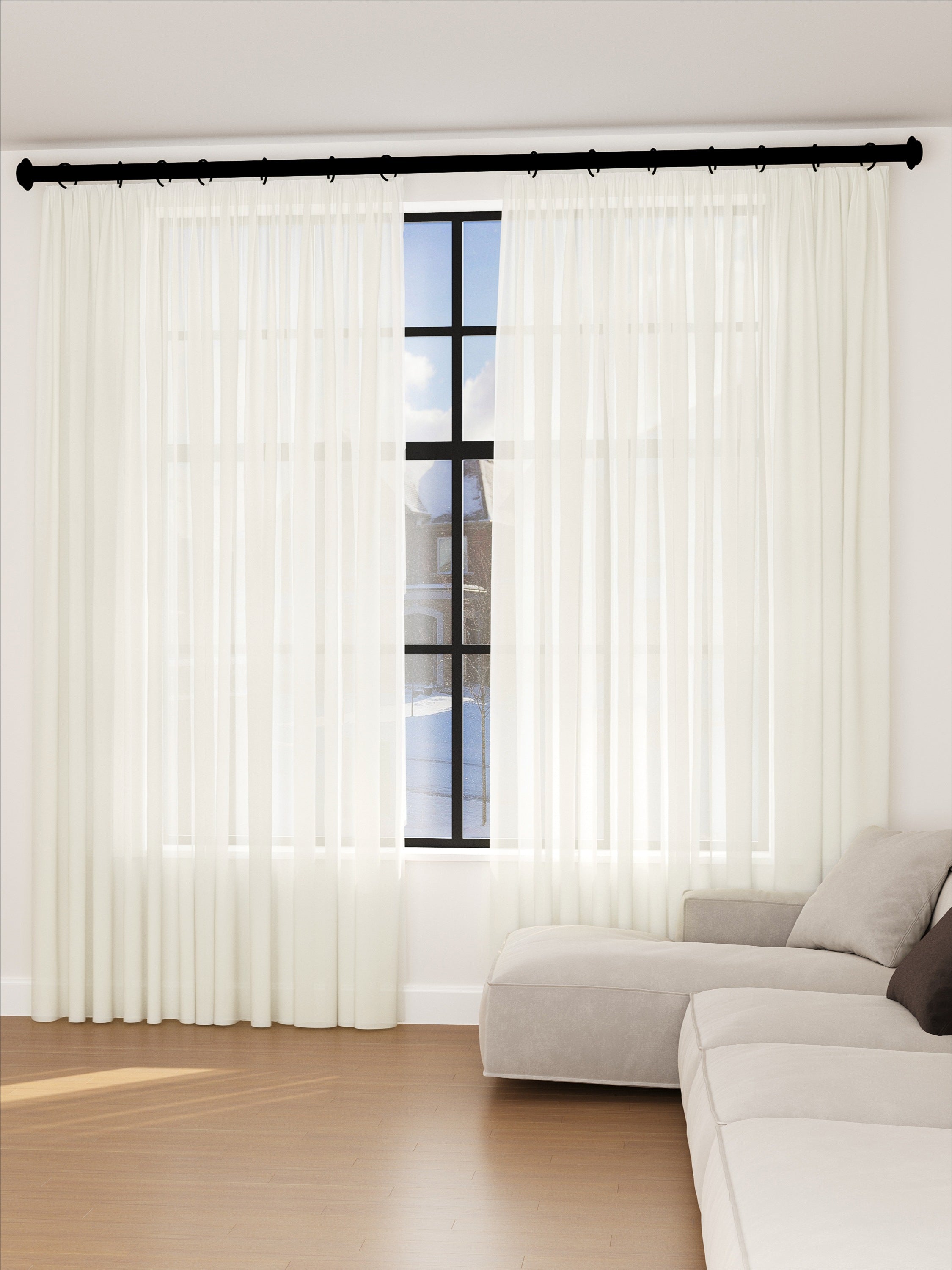 Cream Frosted Leaf Sheer