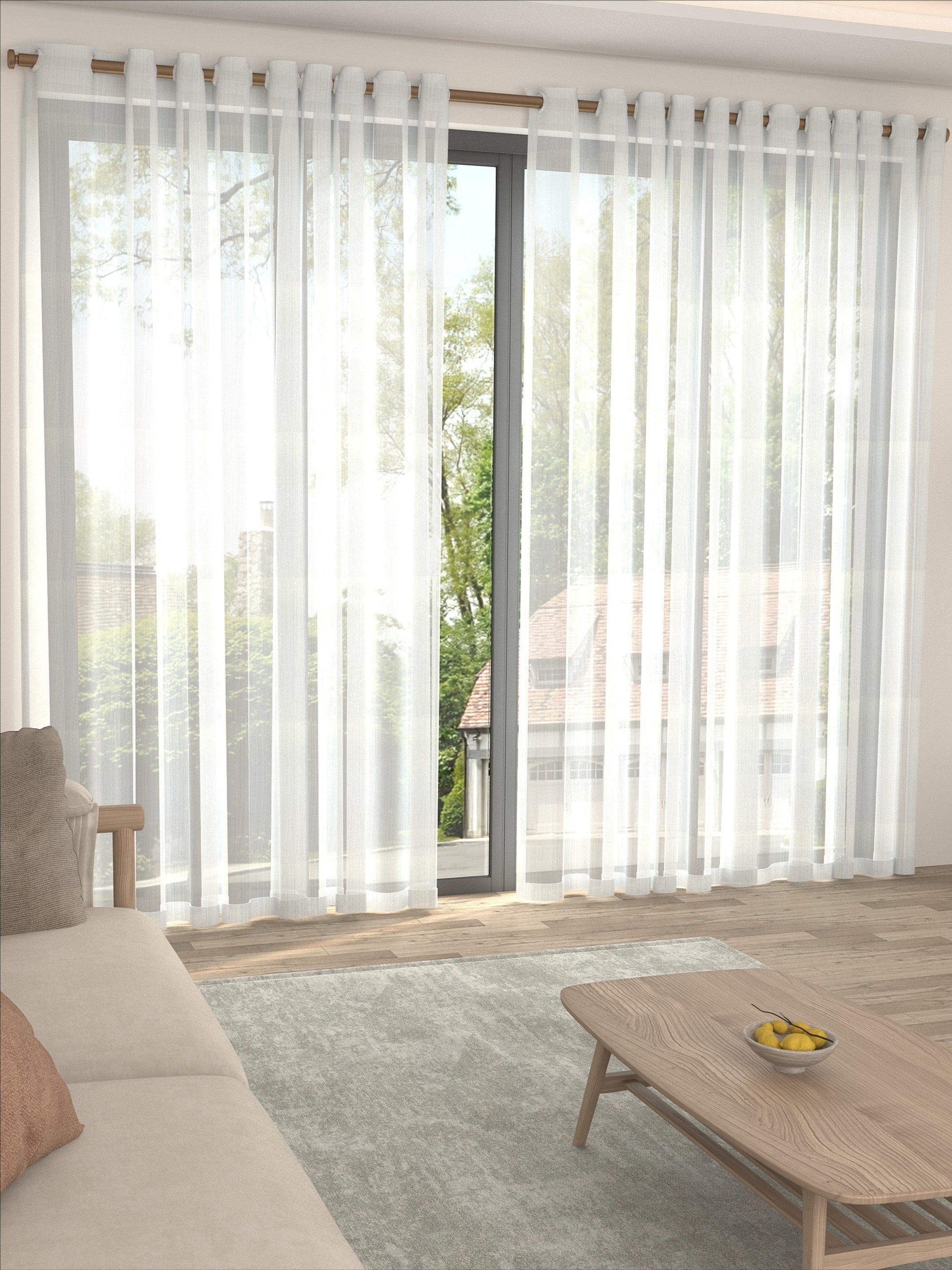 White Subtle Stripe Sheer