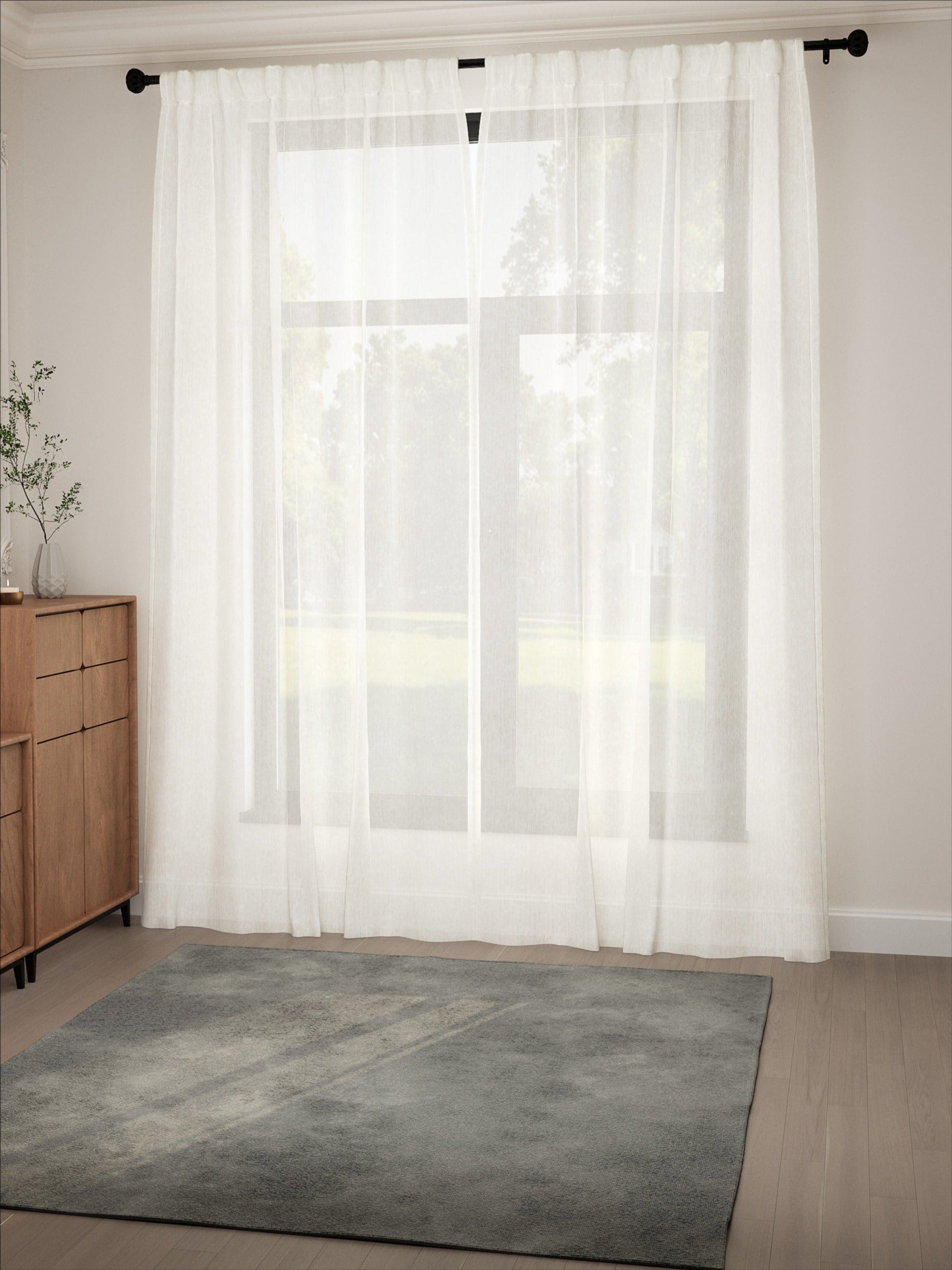 White Pinstripe Vertical Sheer