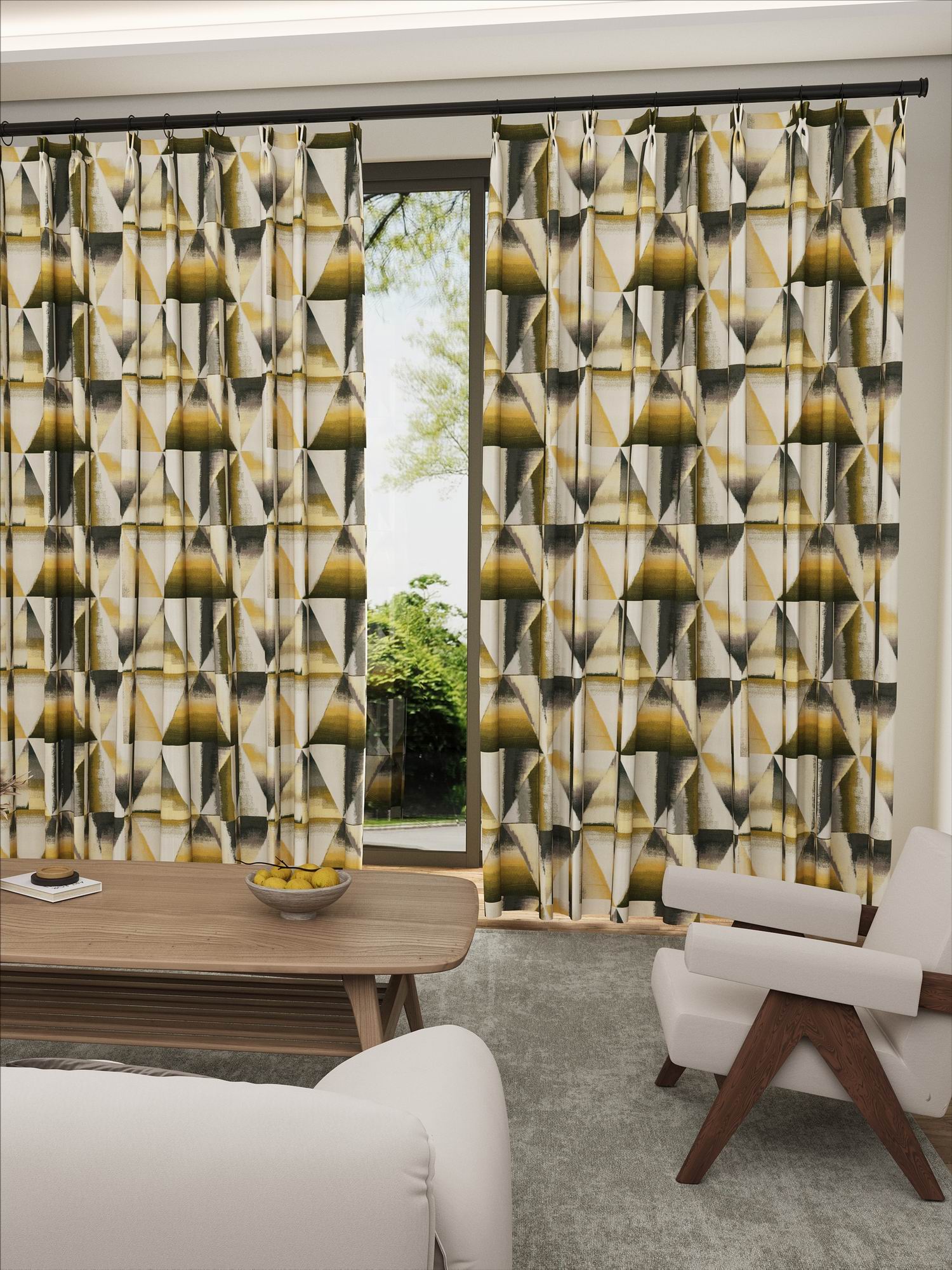 Triangle Yellow Jacquard Drape