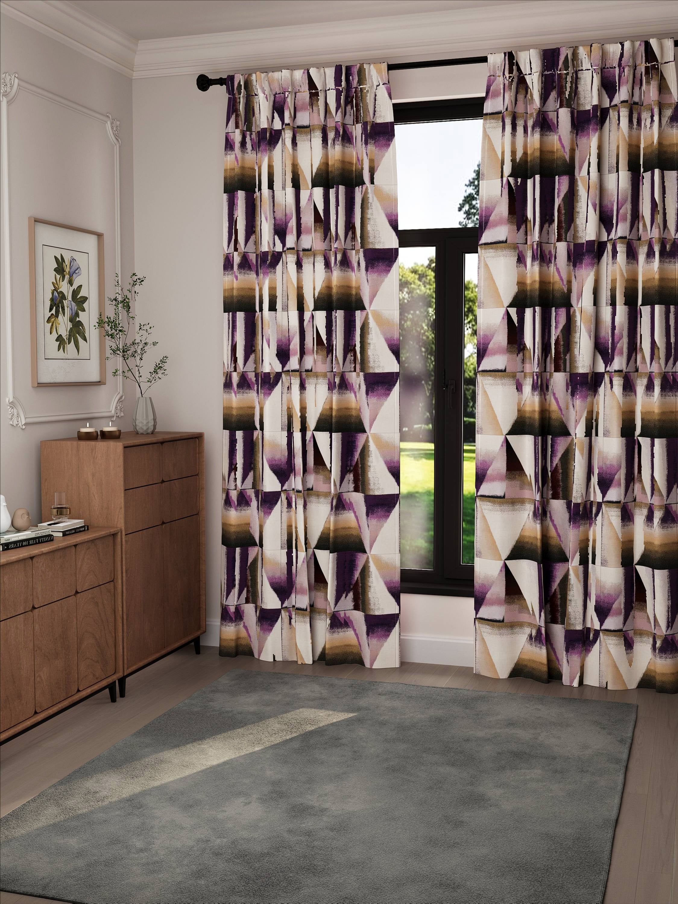 Triangle Purple Jacquard Drape