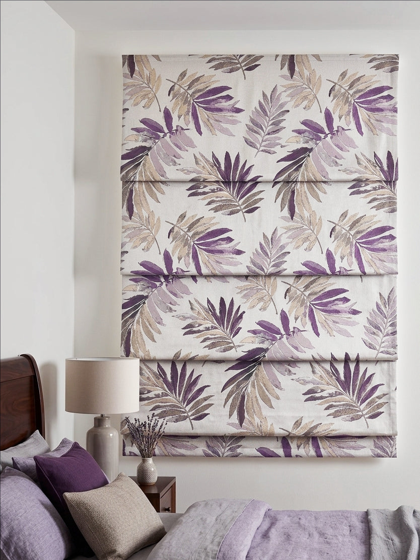Leaves Purple Jacquard Roman Shade