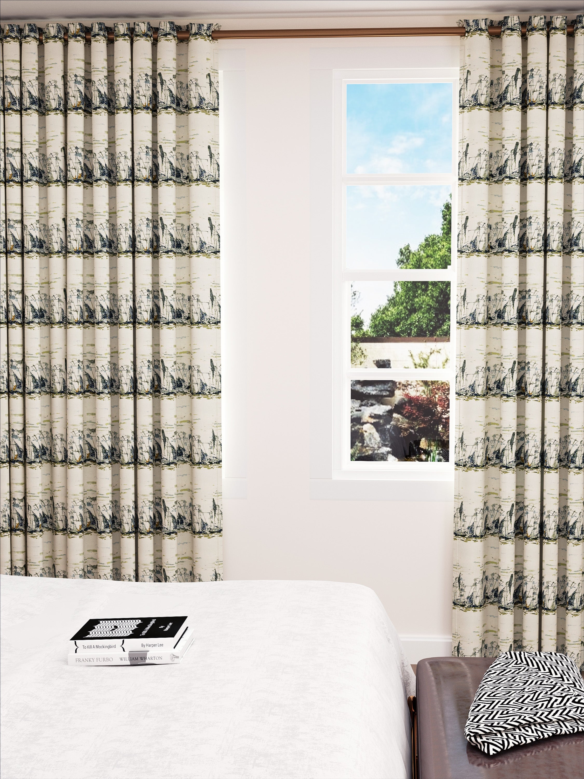 Grassland Blue Jacquard Drape
